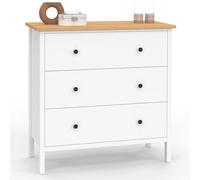 IDMarket - ACHILLE Cassettone a 3 cassetti 80 cm piano in legno bianco