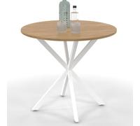 IDMarket - ALIX mesa de comedor redonda para 2 a 4 personas, de madera y pata de araña blanca 80 cm