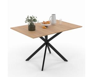 IDMarket - ALIX Tavolo da pranzo quadrato allungabile per 4-6 persone con gamba in legno e ragno nero 80-120 cm