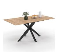 IDMarket - ALIX Tavolo da pranzo rettangolare allungabile per 4-8 persone con gamba in legno e ragno nero 120-160 cm