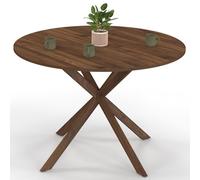IDMarket - ALIX Tavolo da pranzo rotondo per 6 persone, gamba a ragno, noce 110 cm