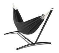 IDMarket - Amaca con supporto in metallo nero e tela grigio antracite
