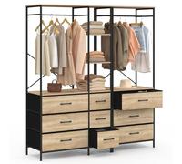 IDMarket - Armadio componibile UTAH XXL L. 150 cm con 3 ripiani e 9 contenitori in legno e tessuto nero