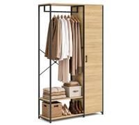 IDMarket - Armadio con ripiani e anta L. 90 cm DETROIT design industriale