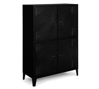 IDMarket - Armadio Ester 4 ante in metallo Nero Design Industriale