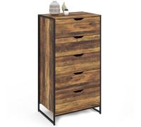 IDMarket - Cassettiera a 5 cassetti Hawkins 60 cm Cassettiera settimanale Legno scuro Design Industriale