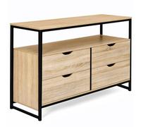 IDMarket - Cassettiera di design industriale a 4 cassetti con ripiano DETROIT