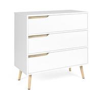 IDMarket - Cassettiera scandinavo a 3 cassetti legno e bianco HELSINKI