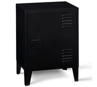 IDMarket - Comodino Ester 1 Porta in metallo Nero Design Industriale