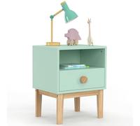 IDMarket - Comodino per bambini Jacob 1 cassetto + 1 nicchia verde acqua e legno
