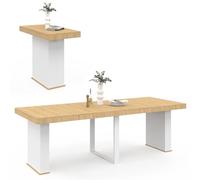 IDMarket - Consola extensible EDEN 10 personas 235cm madera y blanco