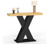 IDMarket - Consolle ALICIA con piano in legno e gamba a X nera