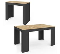 IDMarket - Consolle allungabile a 6 posti ORLANDO, 140 cm, legno nero e impiallacciato faggio