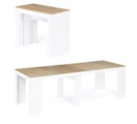 IDMarket - Consolle allungabile ORLANDO, 10 persone, 235 cm, finitura legno bianco e faggio