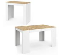 IDMarket - Consolle allungabile ORLANDO 6 posti 140 cm legno bianco e faggio impiallacciato