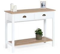 IDMarket - Consolle country a 2 cassetti ISIS 1 ripiano legno e bianco