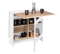 IDMarket - Consolle pieghevole EDI per 2-6 persone con contenitore in legno bianco e piano in faggio 150 x 80 cm