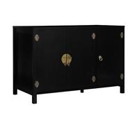 IDMarket - Credenza bassa a 3 ante, legno nero YANG