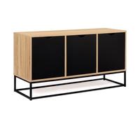 IDMarket - Credenza bassa a 3 ante, nera, design industriale BOSTON