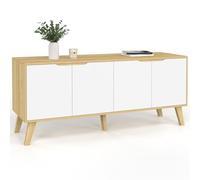 IDMarket - Credenza inferiore scandinava 140 cm FINN Legno Faggio 4 Porte Bianche