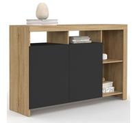 IDMarket - Credenza MALO 110 cm con legno effetto faggio e ante nere