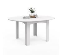 IDMarket - DONA mesa de comedor redonda extensible 4-8 personas blanco 110-150 cm