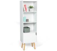 IDMarket - EMMIE Libreria scandinava bianca con ripiano portaoggetti e colonna