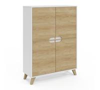 IDMarket - HELSINKI Contenitore scandinavo a 4 ante in legno e bianco