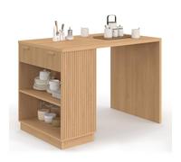 IDMarket - Isola centrale da cucina Mangia-In piedi 4 Persone Juliette 130 cm Doghe a stecca Legno Colore Rovere
