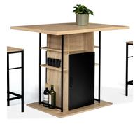 IDMarket - Isola centrale da cucina UGO 110 cm legno nero e imitazione faggio con scomparti di design industriale