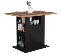 IDMarket - Isola Centrale da cucina UGO 110 cm Legno Nero ed Effetto Legno scuro con scomparti