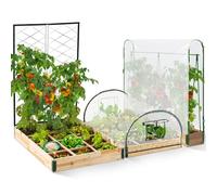 IDMarket - Kit completo 3 vasche componibili quadrate orto e serra per pomodori + traliccio + copertura