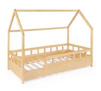 IDMarket - Letto a capanna per bambini 80 x 160 CM in legno con base e sponde NEREE