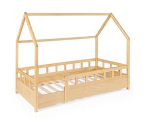 IDMarket - Letto a capanna per bambini 80 x 160 CM in legno con base e sponde NEREE
