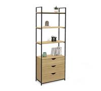 IDMarket - Libreria a 4 livelli con 3 cassetti DETROIT industrial design