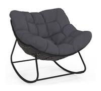 IDMarket - LOA Poltrona a Dondolo Effetto Rattan Grigio con Cuscino Grigio