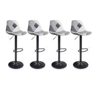 IDMarket - Lote de 4 taburetes de bar KARL patchwork negro, gris y blanco con patas negras