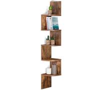 IDMarket - Mensola angolare ISA a 5 livelli in legno invecchiato