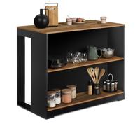IDMarket - Mesa de bar de isla JUNO en madera negra con tablero oscuro HAWKINS