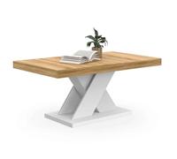 IDMarket - Mesa de centro ALICIA con base en X efecto macizo blanco