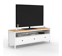 IDMarket - Mobile TV 140 cm Achille 3 cassetti bianco e ripiano in legno