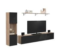 IDMarket - Mobile TV da 180 cm con colonna e ripiano Elio Legno e Nero