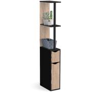 IDMarket - Mobile WC mensola in legno WILLY 2 ante nero e faggio