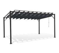 IDMarket - Pérgola de Lamas orientables CEFALU 3x4 M en Gris Antracita