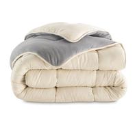 IDMarket - Piumino Zoe 200 x 200 cm, in pile bifacciale, grigio e crema, 400 g