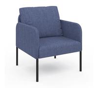 IDMarket - Poltrona AUGUSTE tessuto blu gambe in metallo nero