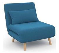 IDMarket - Poltrona convertibile Romeo letto supplementare 1 posto 80x190 cm tessuto blu anatra
