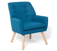 IDMarket - Poltrona scandinava in tessuto blu anatra NAT