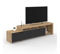 IDMarket - Porta TV MALO da 180 cm in legno e armadi neri