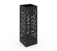 IDMarket - Portaombrelli FLOWER quadrato in acciaio nero altezza 45 cm